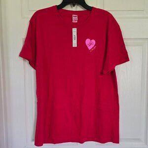 NWT VS PINK M Red Love You / Love You Not short sleeve tee